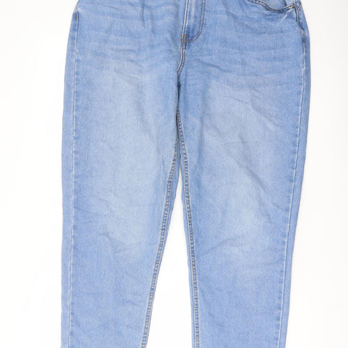 Denim & Co. Womens Blue Cotton Mom Jeans Size 16 L28 in Regular Button