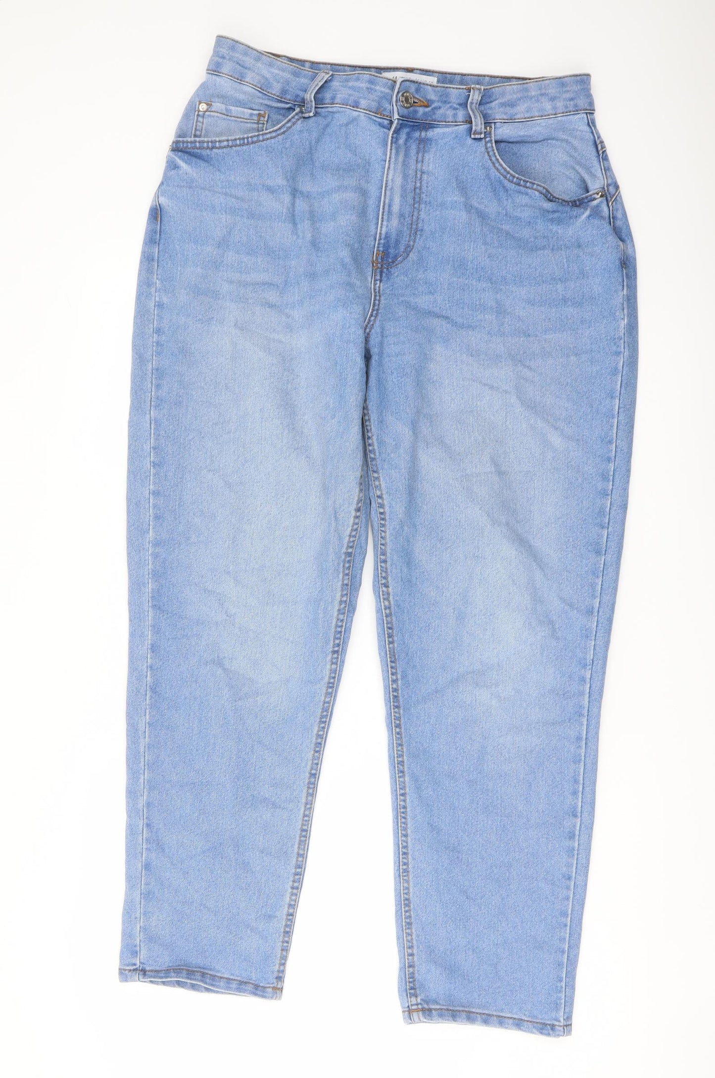 Denim & Co. Womens Blue Cotton Mom Jeans Size 16 L28 in Regular Button