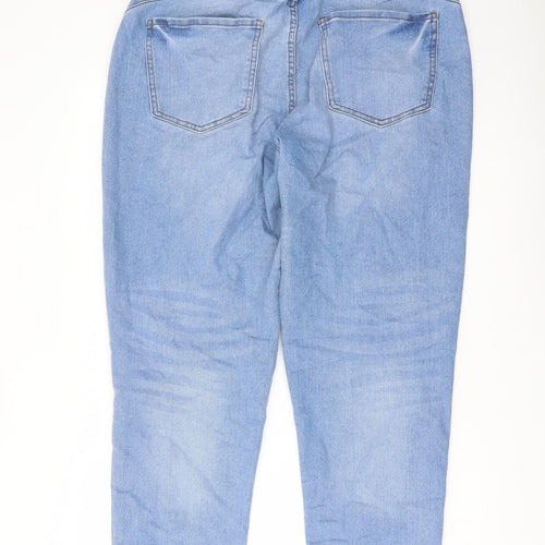 Denim & Co. Womens Blue Cotton Mom Jeans Size 16 L28 in Regular Button