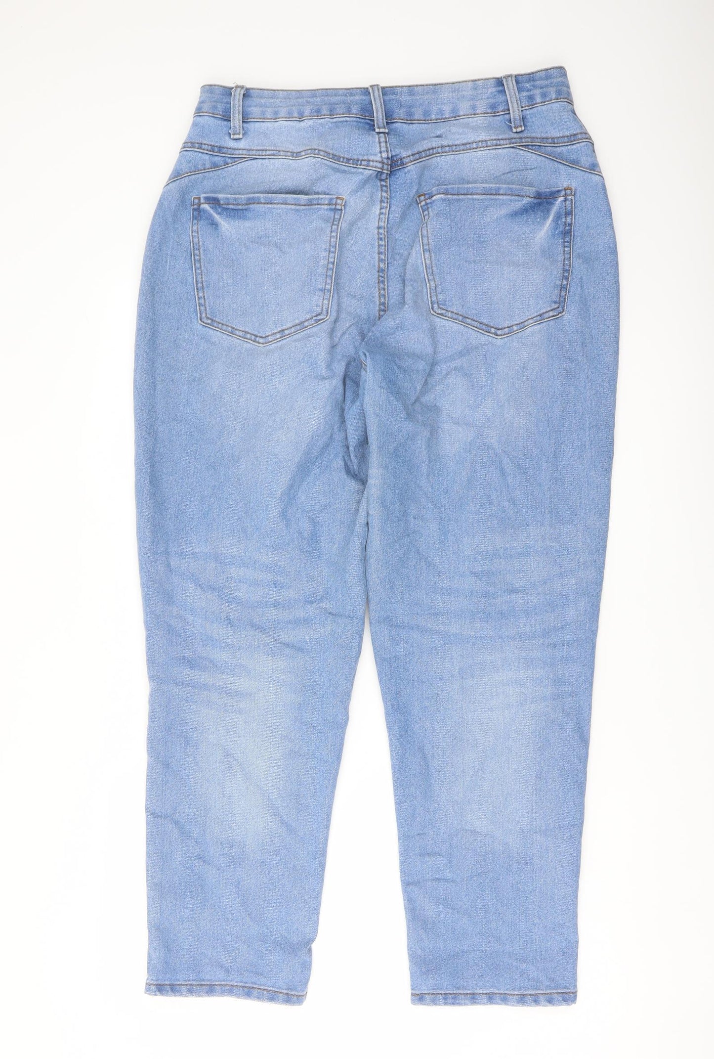 Denim & Co. Womens Blue Cotton Mom Jeans Size 16 L28 in Regular Button