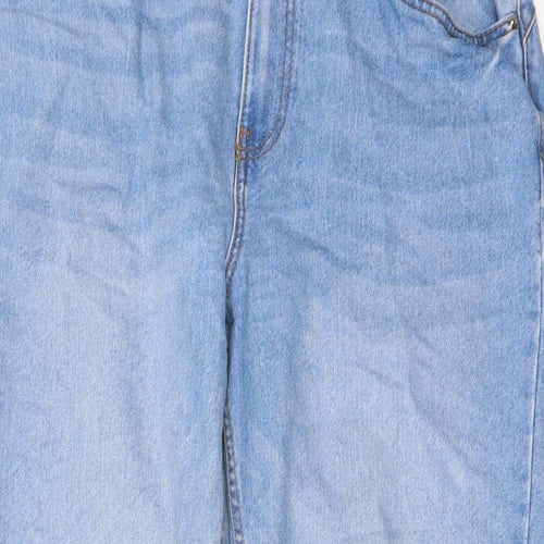 Denim & Co. Womens Blue Cotton Mom Jeans Size 16 L28 in Regular Button