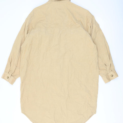 Zara Girls Beige Cotton Tunic Button-Up Size 13-14 Years Collared Button
