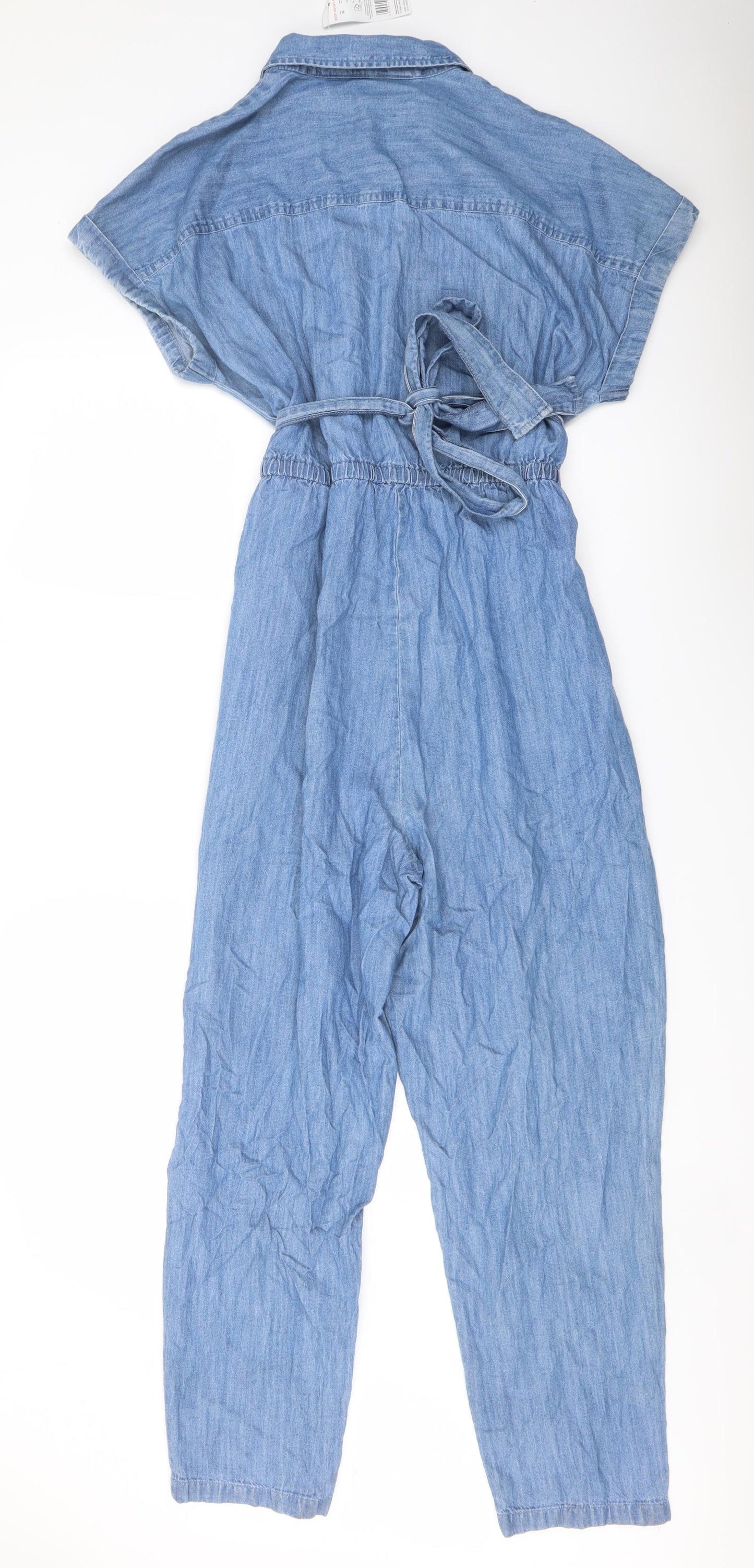 F&F Womens Blue Cotton Jumpsuit One-Piece Size 16 Button