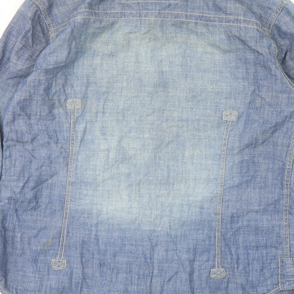 Two Stoned Mens Blue Cotton Button-Up Size M Collared Snap