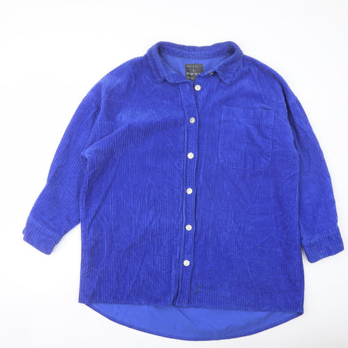 Denim & Co. Womens Blue Jacket Size 14 Button
