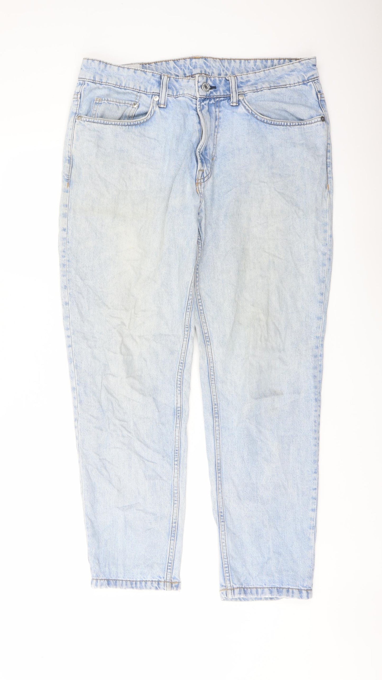 H&M Mens Blue Cotton Tapered Jeans Size 33 in L32 in Regular Button