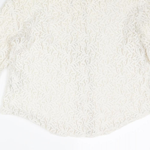 Zara Womens Ivory Cotton Basic Blouse Size S Collared