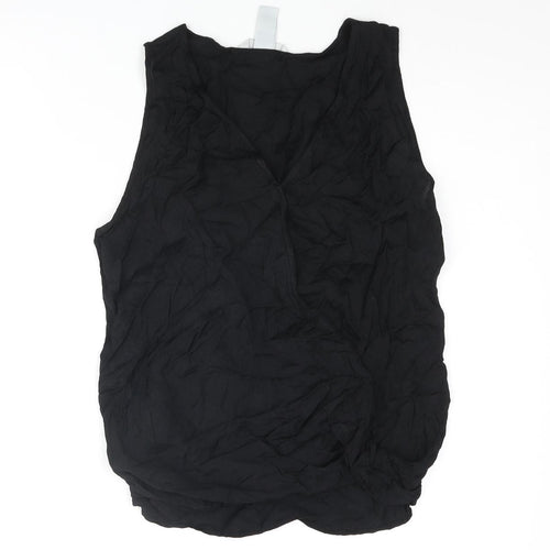 H&M Womens Black Animal Print Viscose Camisole Blouse Size 8 V-Neck - Snake Print Wrap Style