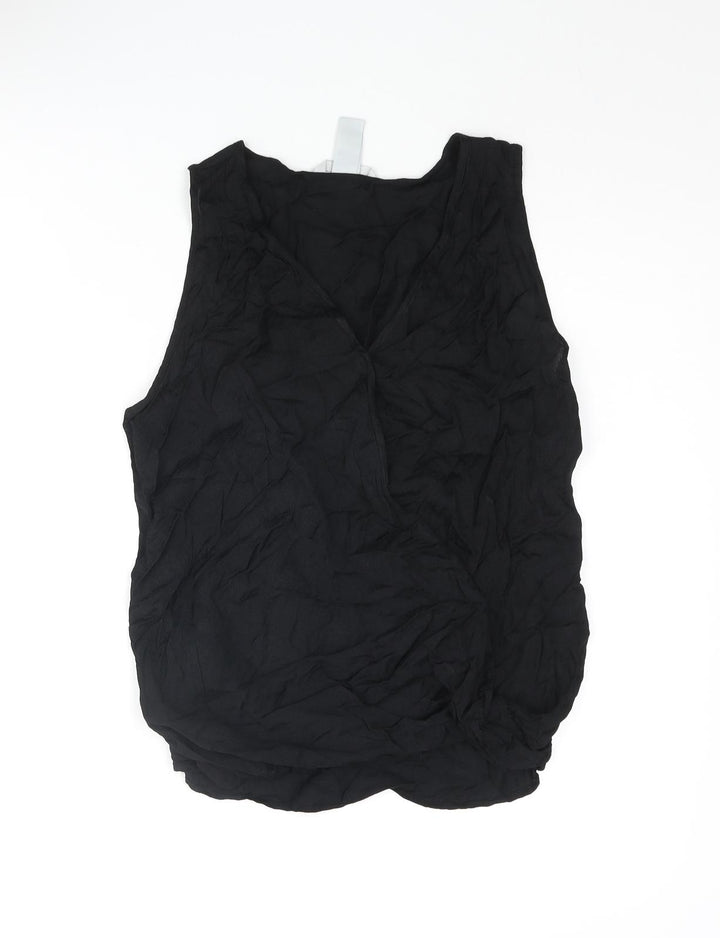 H&M Womens Black Animal Print Viscose Camisole Blouse Size 8 V-Neck - Snake Print Wrap Style