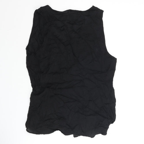 H&M Womens Black Animal Print Viscose Camisole Blouse Size 8 V-Neck - Snake Print Wrap Style