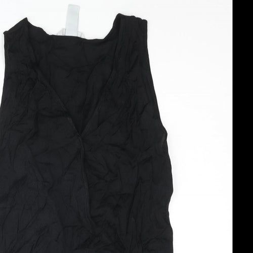H&M Womens Black Animal Print Viscose Camisole Blouse Size 8 V-Neck - Snake Print Wrap Style
