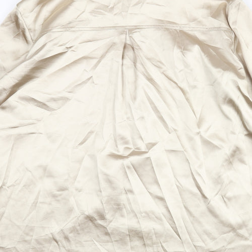 PRETTYLITTLETHING Womens Gold Polyester Basic Button-Up Size S Collared