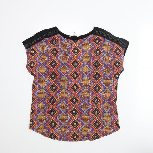 Indigo Womens Multicoloured Polyester Basic Blouse Size 10 Round Neck - Geometric Front Print