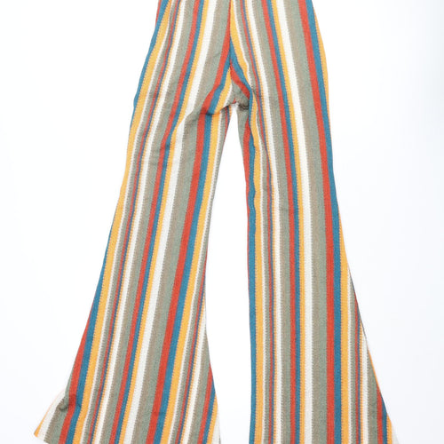 Bershka Womens Multicoloured Striped Polyester Trousers Size XS L32 in Regular Zip