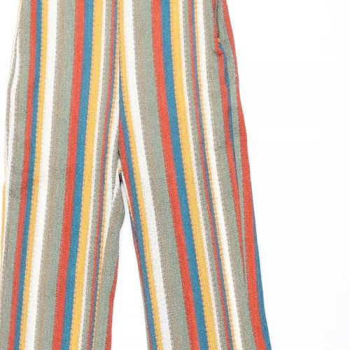Bershka Womens Multicoloured Striped Polyester Trousers Size XS L32 in Regular Zip