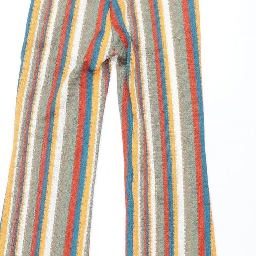 Bershka Womens Multicoloured Striped Polyester Trousers Size XS L32 in Regular Zip