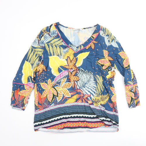 Tinta Womens Multicoloured Floral Viscose Basic Blouse Size 12 V-Neck