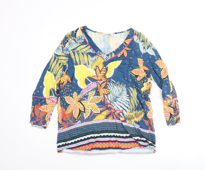 Tinta Womens Multicoloured Floral Viscose Basic Blouse Size 12 V-Neck