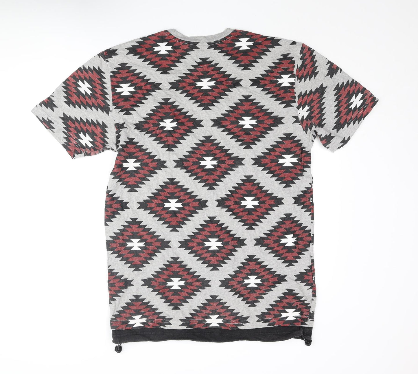 Native Borne Mens Multicoloured Geometric Cotton T-Shirt Size XL Crew Neck - Drawstring Hem