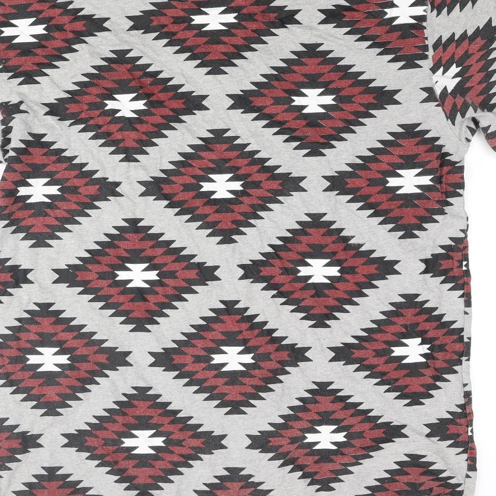 Native Borne Mens Multicoloured Geometric Cotton T-Shirt Size XL Crew Neck - Drawstring Hem
