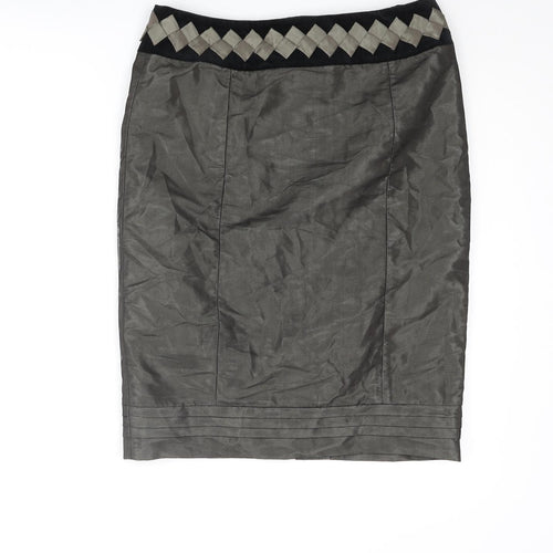 NEXT Womens Black Polyester Straight & Pencil Skirt Size 30 in Zip - Velvet Waistband Detail