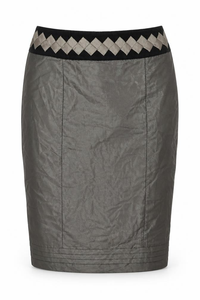 NEXT Womens Black Polyester Straight & Pencil Skirt Size 30 in Zip - Velvet Waistband Detail