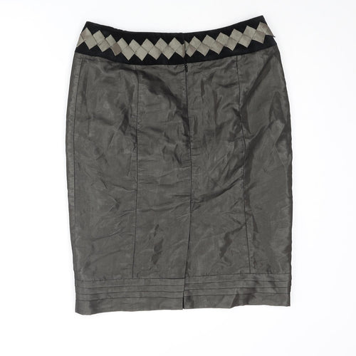 NEXT Womens Black Polyester Straight & Pencil Skirt Size 30 in Zip - Velvet Waistband Detail