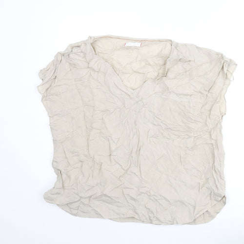 Per Una Womens Beige Cupro Basic Blouse Size 20 V-Neck