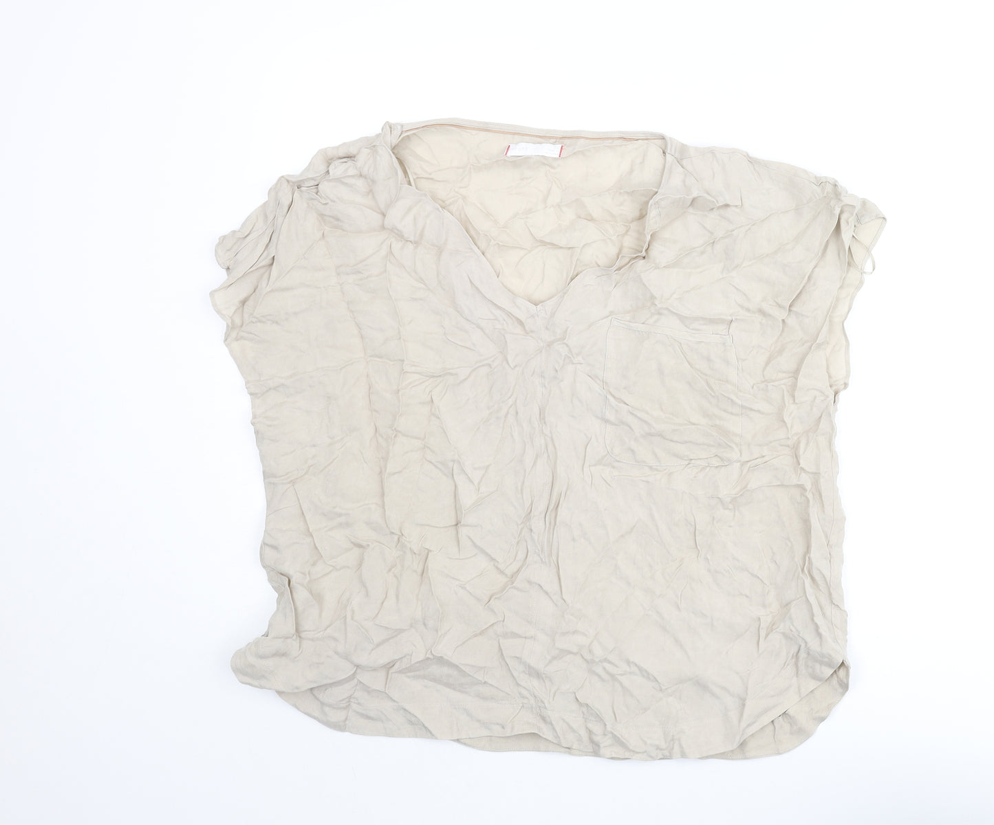 Per Una Womens Beige Cupro Basic Blouse Size 20 V-Neck