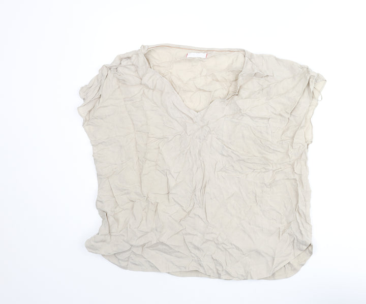 Per Una Womens Beige Cupro Basic Blouse Size 20 V-Neck