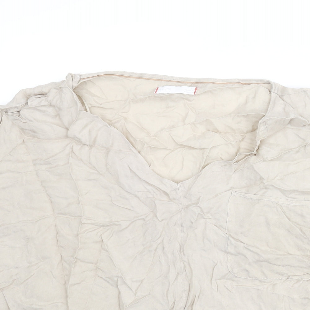 Per Una Womens Beige Cupro Basic Blouse Size 20 V-Neck