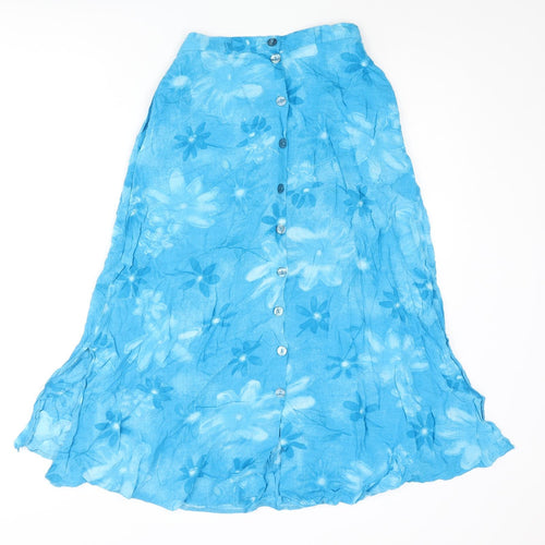 Peepers Womens Black Floral Viscose A-Line Skirt Size 26 in Button