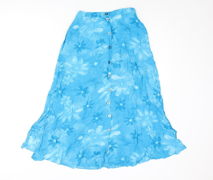 Peepers Womens Black Floral Viscose A-Line Skirt Size 26 in Button