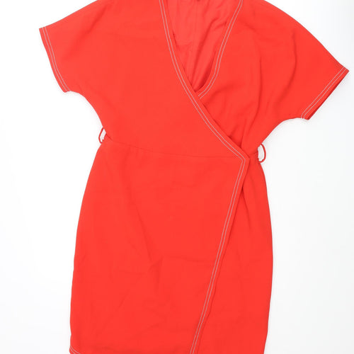 NEXT Womens Red Polyester Shift Size 10 V-Neck Zip
