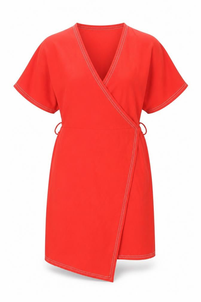 Front view of Next women’s red polyester shift, size UK 10, v-neck zip