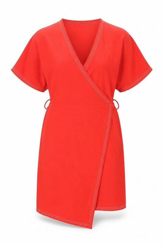 Front view of Next women’s red polyester shift, size UK 10, v-neck zip