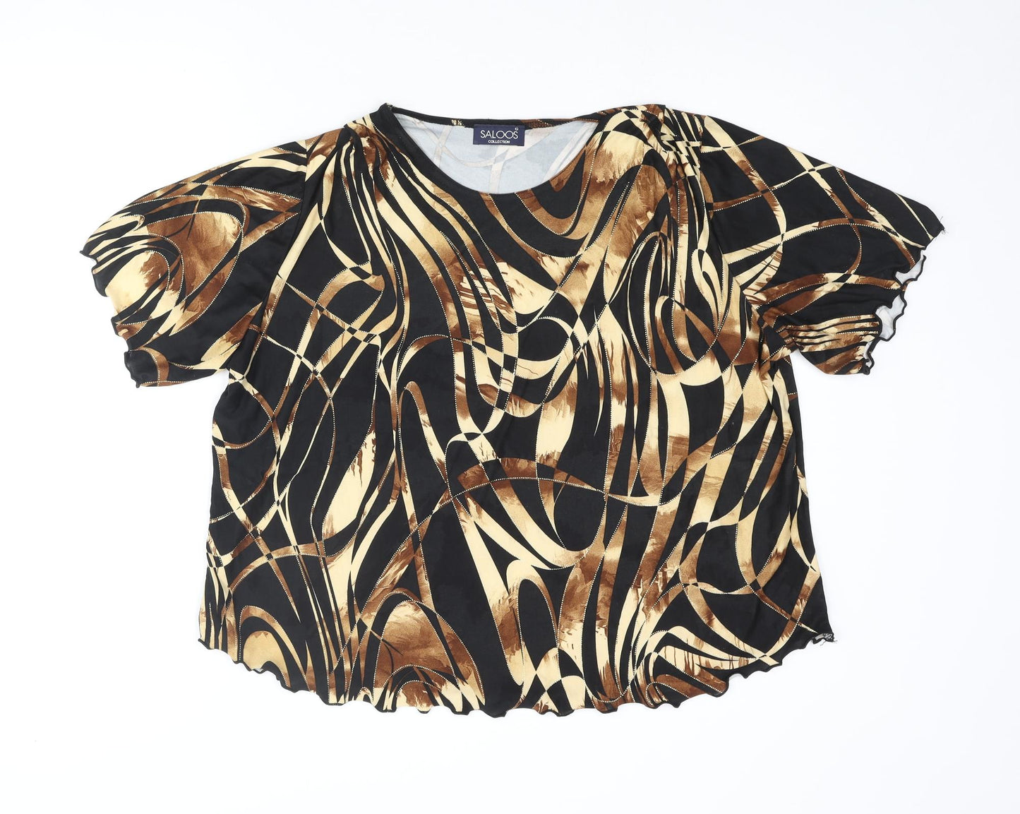 Saloos Womens Multicoloured Geometric Polyester Basic Blouse Size XL Round Neck