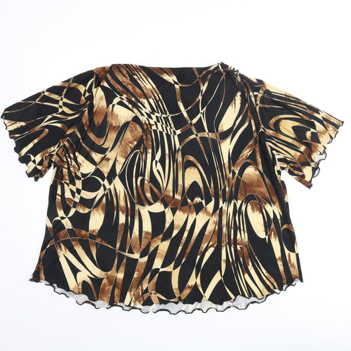 Saloos Womens Multicoloured Geometric Polyester Basic Blouse Size XL Round Neck