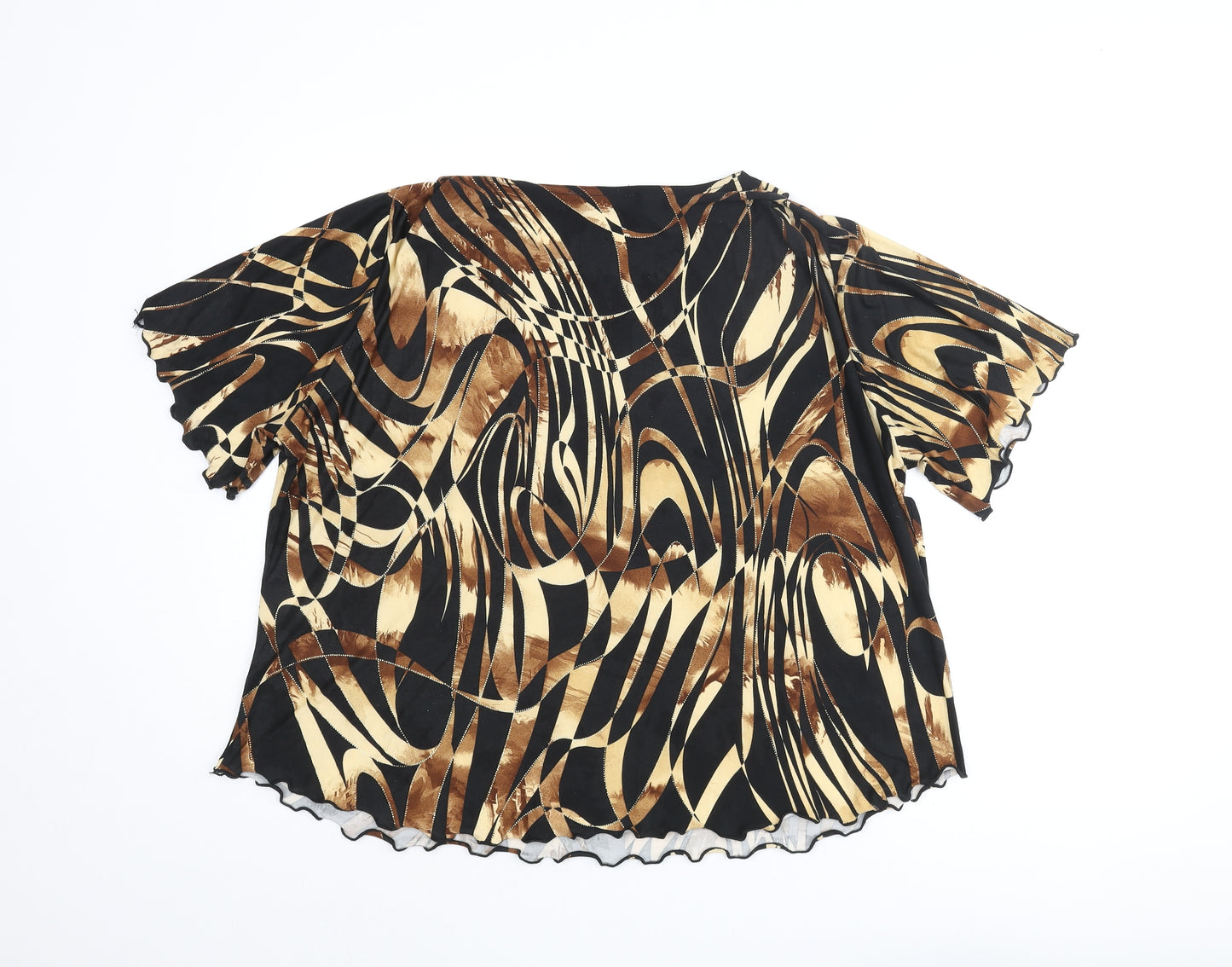 Saloos Womens Multicoloured Geometric Polyester Basic Blouse Size XL Round Neck