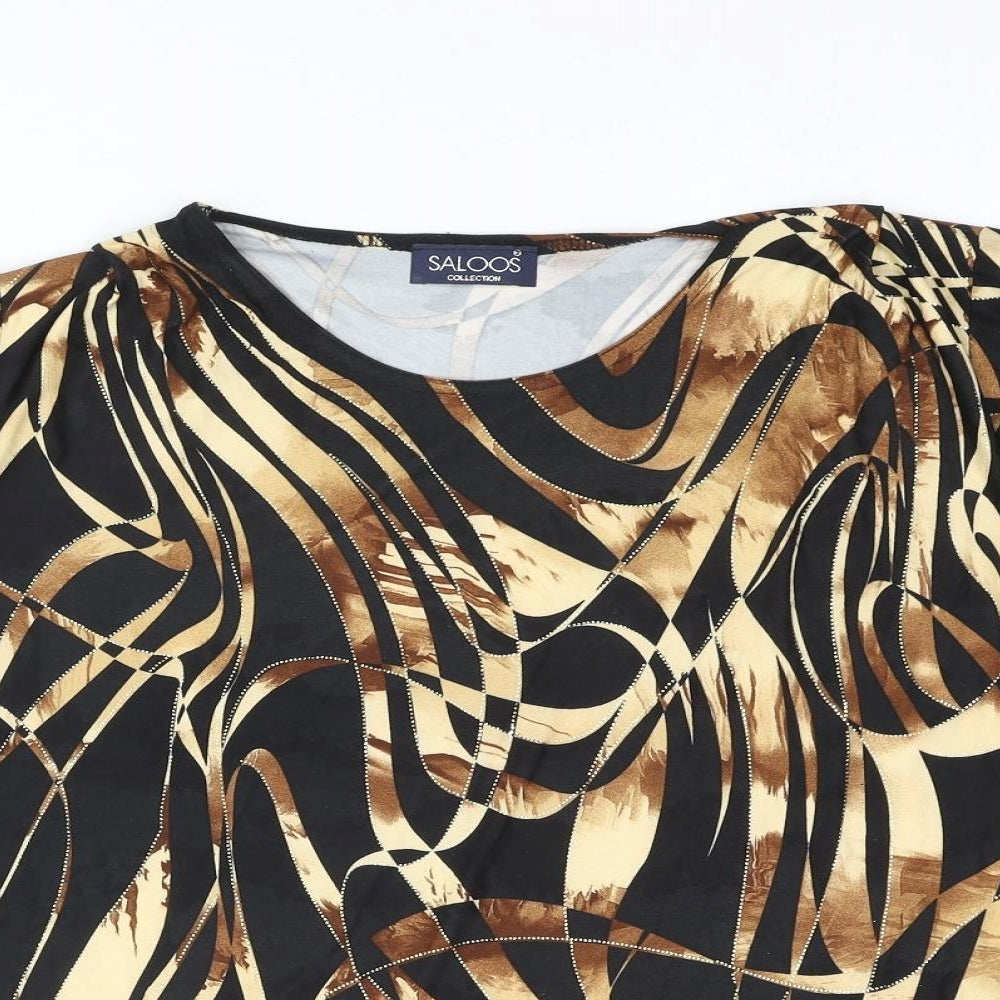 Saloos Womens Multicoloured Geometric Polyester Basic Blouse Size XL Round Neck