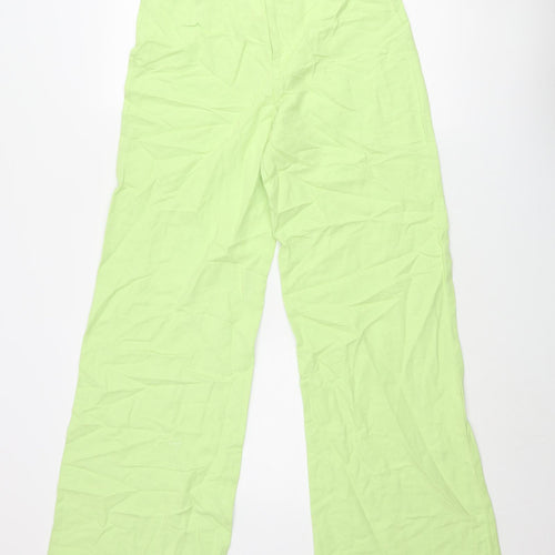 Zara Womens Green Polyester Trousers Size M L34 in Regular Zip