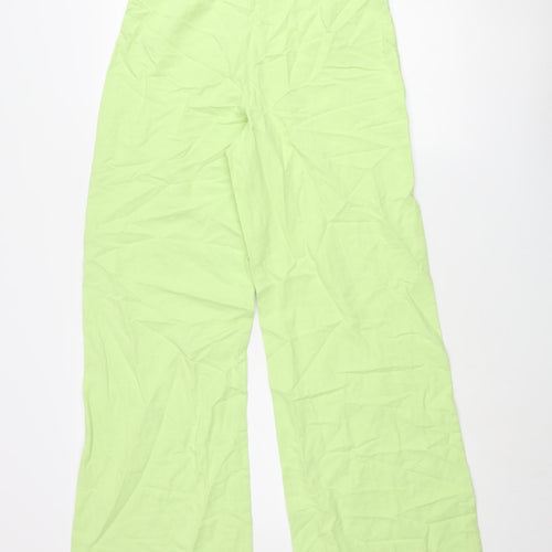 Zara Womens Green Polyester Trousers Size M L34 in Regular Zip