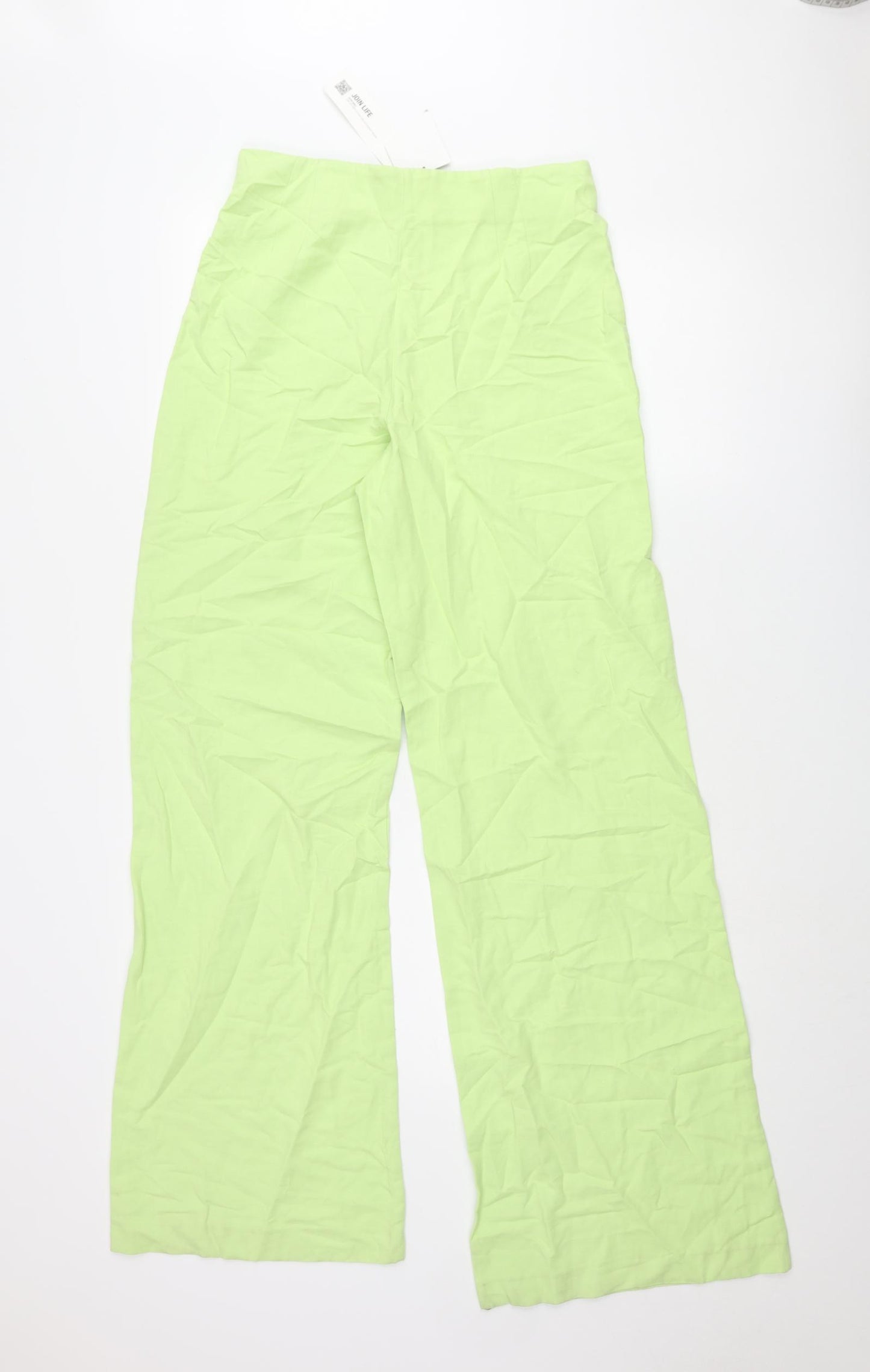 Zara Womens Green Polyester Trousers Size M L34 in Regular Zip