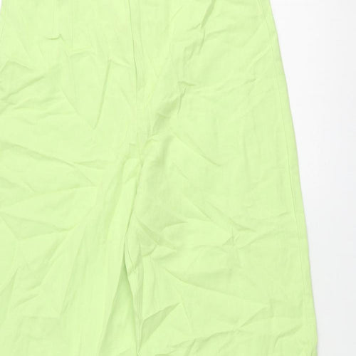 Zara Womens Green Polyester Trousers Size M L34 in Regular Zip