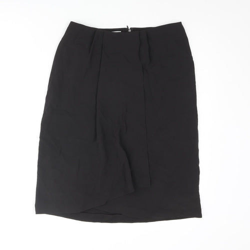 Max Mara Womens Black Cupro Straight & Pencil Skirt Size 10 Zip - Wrap Style