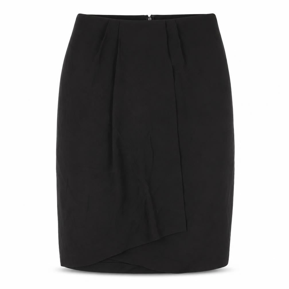 Max Mara Womens Black Cupro Straight & Pencil Skirt Size 10 Zip - Wrap Style