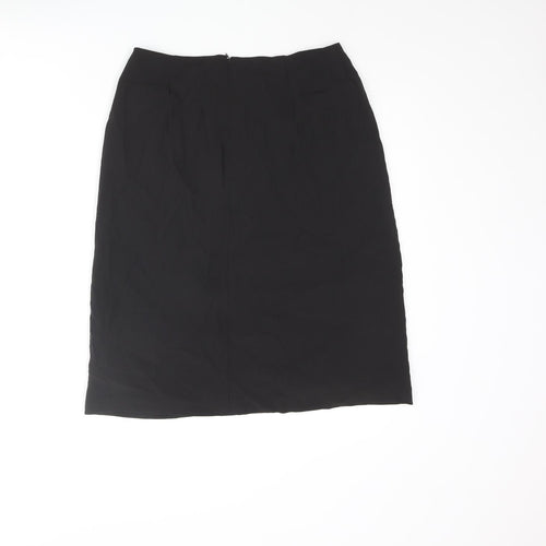 Max Mara Womens Black Cupro Straight & Pencil Skirt Size 10 Zip - Wrap Style