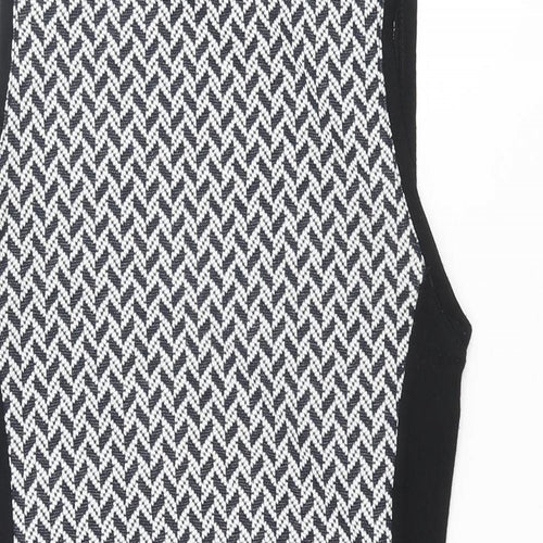 Select Womens Black Geometric Polyester Bodycon Size 10 Round Neck Pullover - Zip