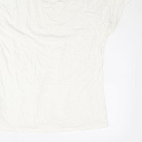 Indigo Womens Ivory Cotton Basic Blouse Size 10 Round Neck - Lace Front