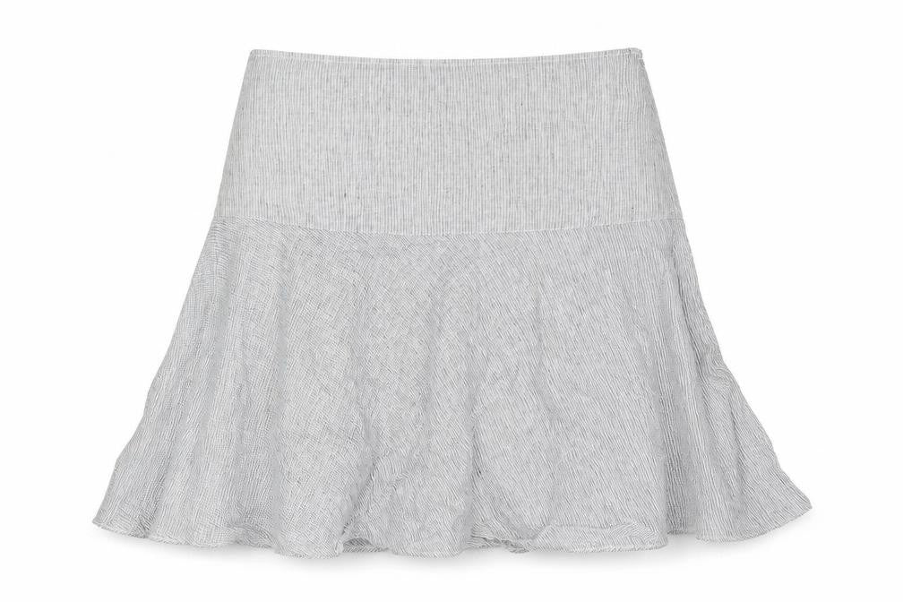 Marks and Spencer Womens Blue Striped Linen A-Line Skirt Size 12 Zip
